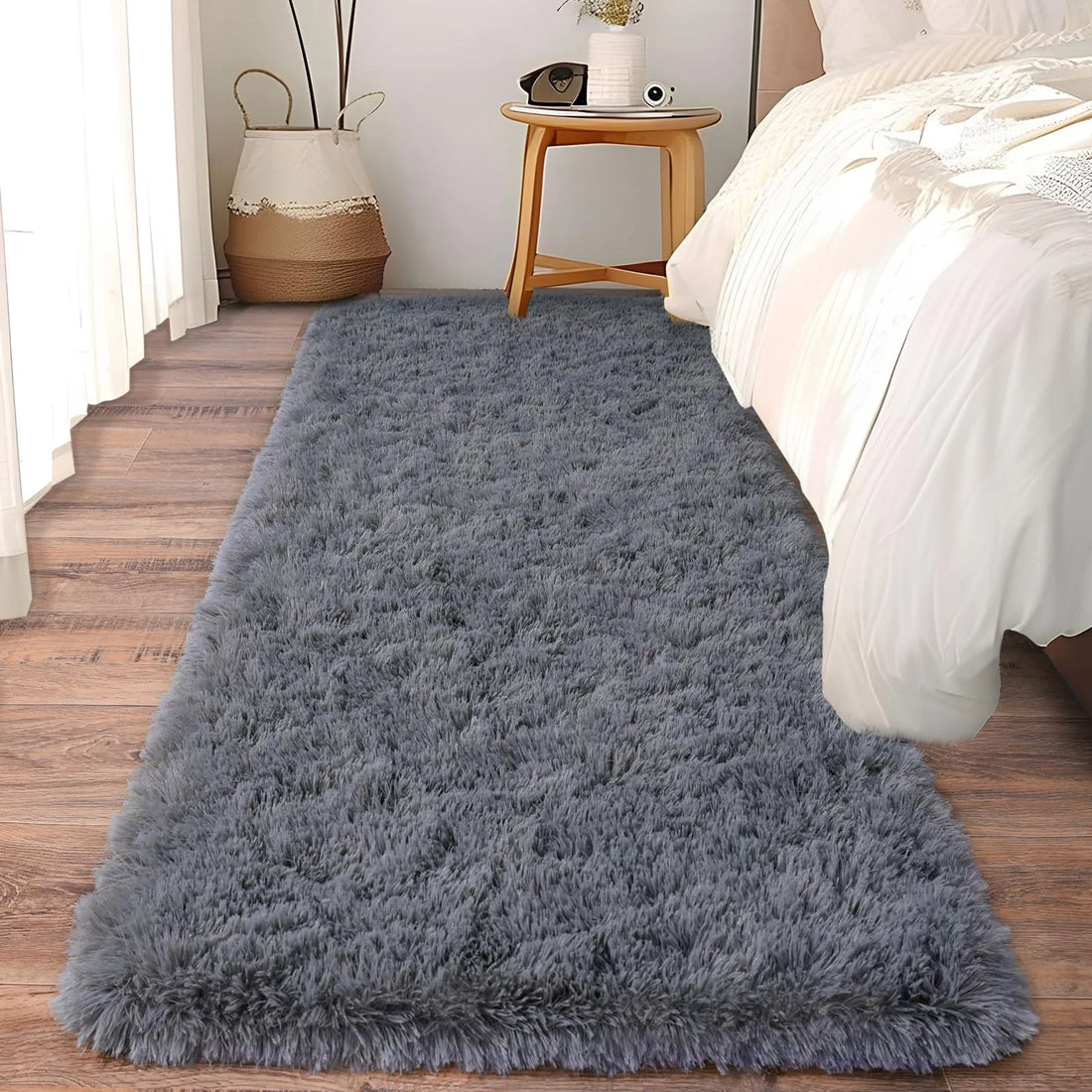 Ultraweicher Plüsch-Läufer für Schlafzimmer, Flur und Wohnheim – 40 × 60 bis 80 × 200 cm, flauschig, rutschfest, als Bettvorleger, 10 Farben