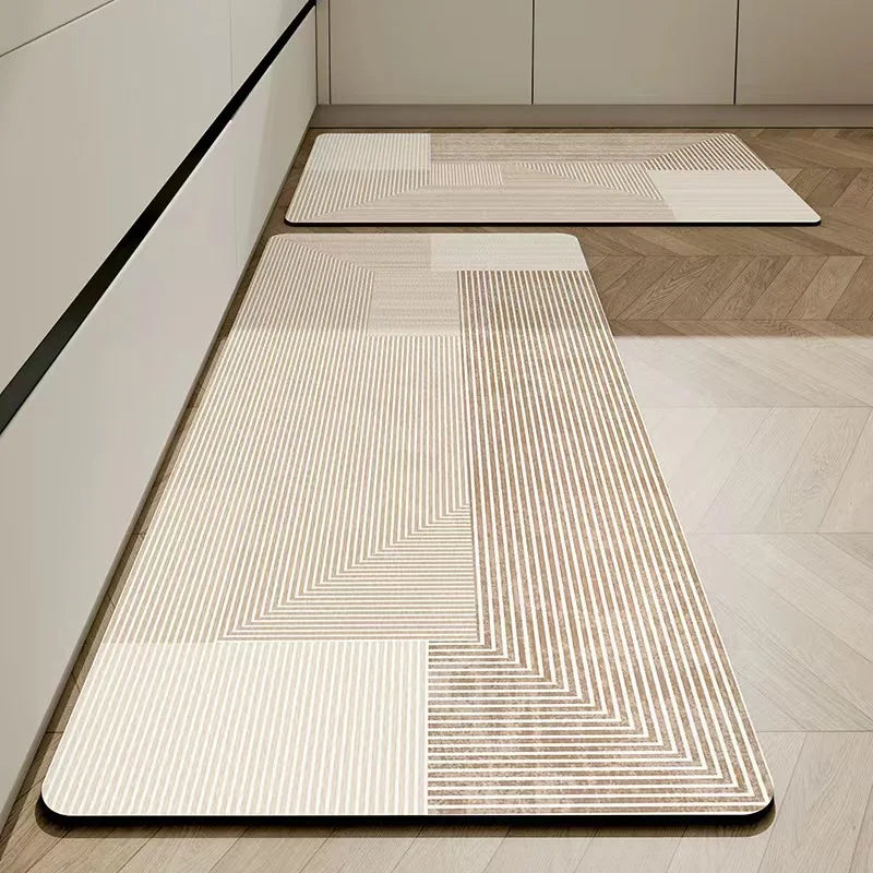 Kieselgur-Küchenmatte mit geometrischem Muster für Küche, Bad und Schlafzimmer – 40 × 60 bis 60 × 160 cm, abwischbar, saugfähig, rutschfest, 13 Motive