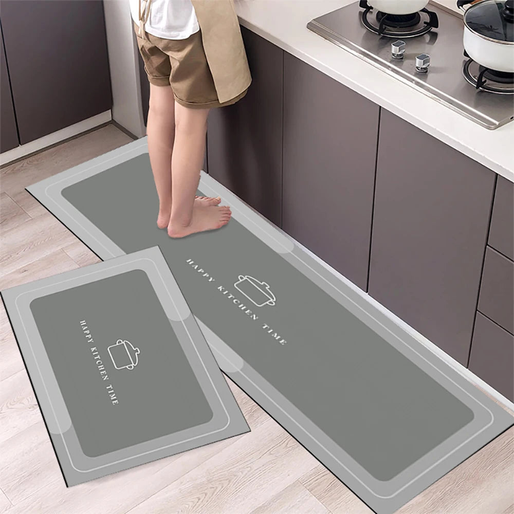 Einfarbige Küchenmatte aus Kristallsamt als Läufer für Küche, Bad und Flur – 40 × 60 bis 50 × 160 cm, saugfähig, rutschfest, 5 Ausführungen