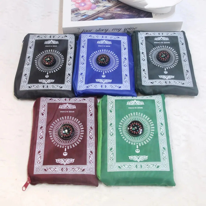 Tragbare Gebetsmatte mit Kompass und Tasche für Gebet unterwegs und zu Hause – 65 × 100 cm, wasserdicht, einzeln oder im 5er-Set, 5 Farben