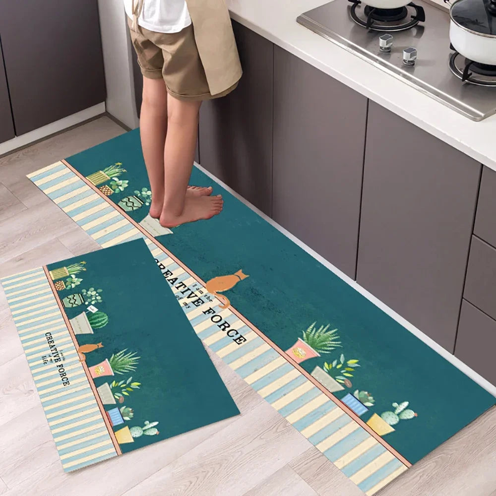 Langer Küchenläufer aus Kristallsamt für Küche, Flur und Wohnzimmer – 40 × 60 bis 50 × 160 cm, bedruckt, saugfähig, rutschfest, PVC-Rücken, 25 Motive