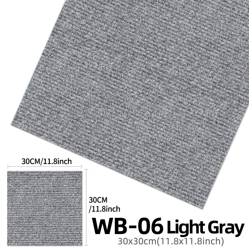 Selbstklebende Teppichfliesen im 10er-Set zum Abziehen und Aufkleben für Wohnzimmer und Schlafzimmer – je 30 × 30 cm, abnehmbar, EVA-Rücken, 6 Farben