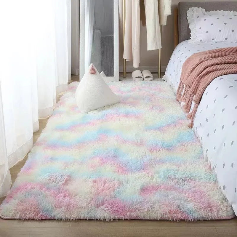 Flauschiger Shaggy-Teppich für Kinderzimmer, Schlafzimmer und Wohnzimmer – 50 × 80 bis 160 × 230 cm, ca. 3 cm Flor, uni und Batik, 14 Farben