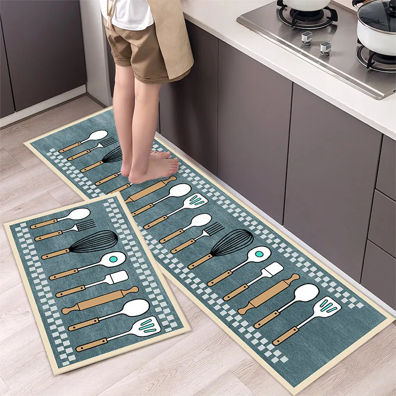 Waschbare Küchenbodenmatte aus Acryl als Läufer für Küche, Flur und Bad – 40 × 60 bis 50 × 160 cm, einzeln oder als Zweierset, rutschfest, 25 Motive