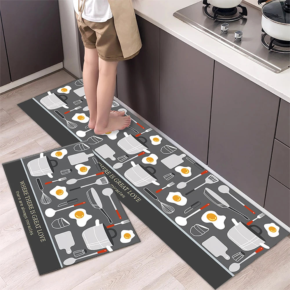 Küchenläufer aus Kristallsamt mit Druckmotiv für Küche, Wohnzimmer und Schlafzimmer – 40 × 60 bis 50 × 160 cm, einzeln oder im Set, 25 Motive