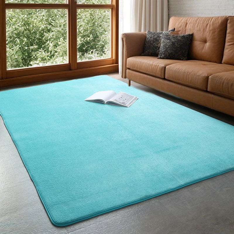 Großflächiger Korallensamt-Teppich als Kinderspielmatte für Wohnzimmer und Schlafzimmer – 80 × 120 bis 140 × 200 cm, uni, Noppenrücken, 9 Farben
