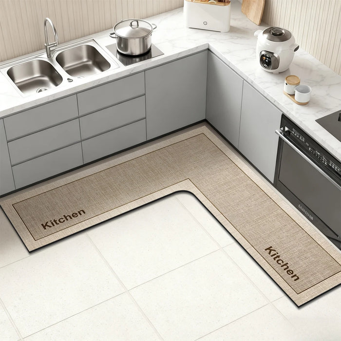 L-förmige Kieselgur-Küchenmatte für Küchenecke und Duschbereich – 75 × 75 bis 150 × 150 cm, 45 cm breit, saugfähig, rutschfest, 2 Farben