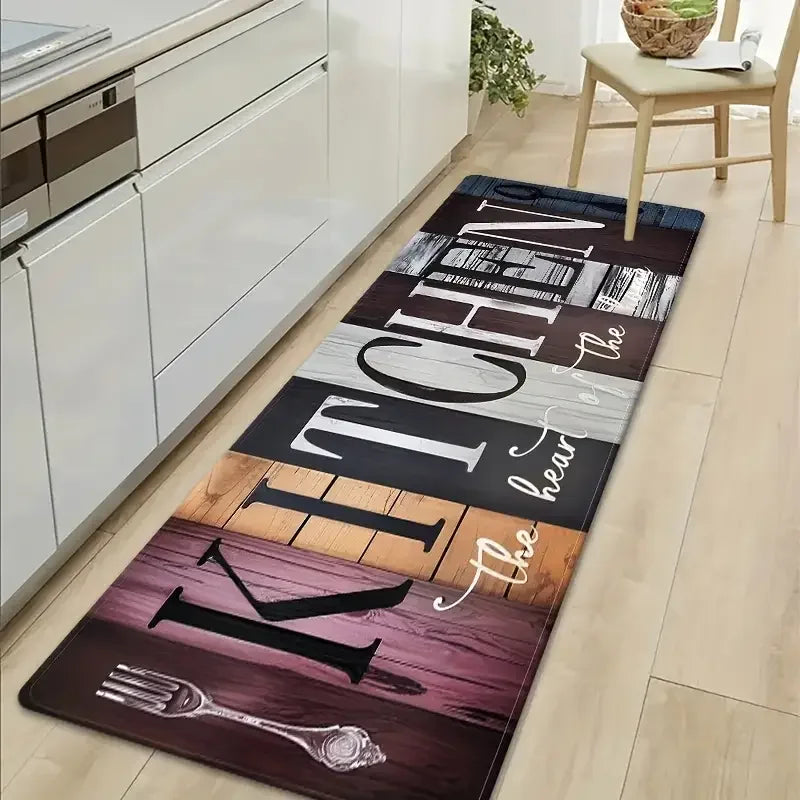 Küchenläufer in Vintage-Holzoptik für Küche, Flur und Eingang – 40 × 60 bis 60 × 180 cm, Flanell, rutschfest, saugfähig, waschbar