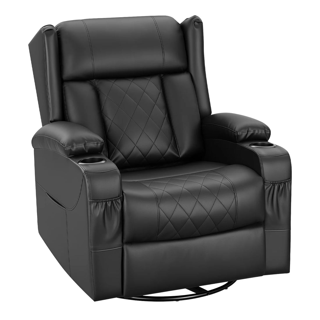 Drehbarer Relaxsessel mit verstellbarer Rückenlehne und Fußstütze für Wohnzimmer und Schlafzimmer – 87 × 94,5 × 103,5 cm, Getränkehalter, 3 Bezüge