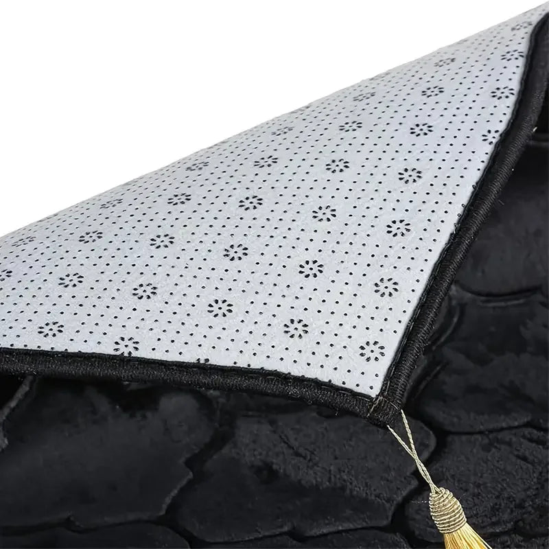 Dicker Gebetsteppich aus weichem Flanell mit Quasten im türkischen Stil für das Gebet – 66 × 116 cm, rutschfest, PVC-Rücken, 5 Farben