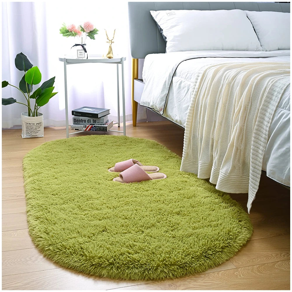 Ovaler Plüschteppich mit flauschigem Flor für Wohnzimmer, Kinderzimmer und Balkon – 40 × 60 bis 180 × 200 cm, ca. 3 cm Florhöhe, 10 Farben