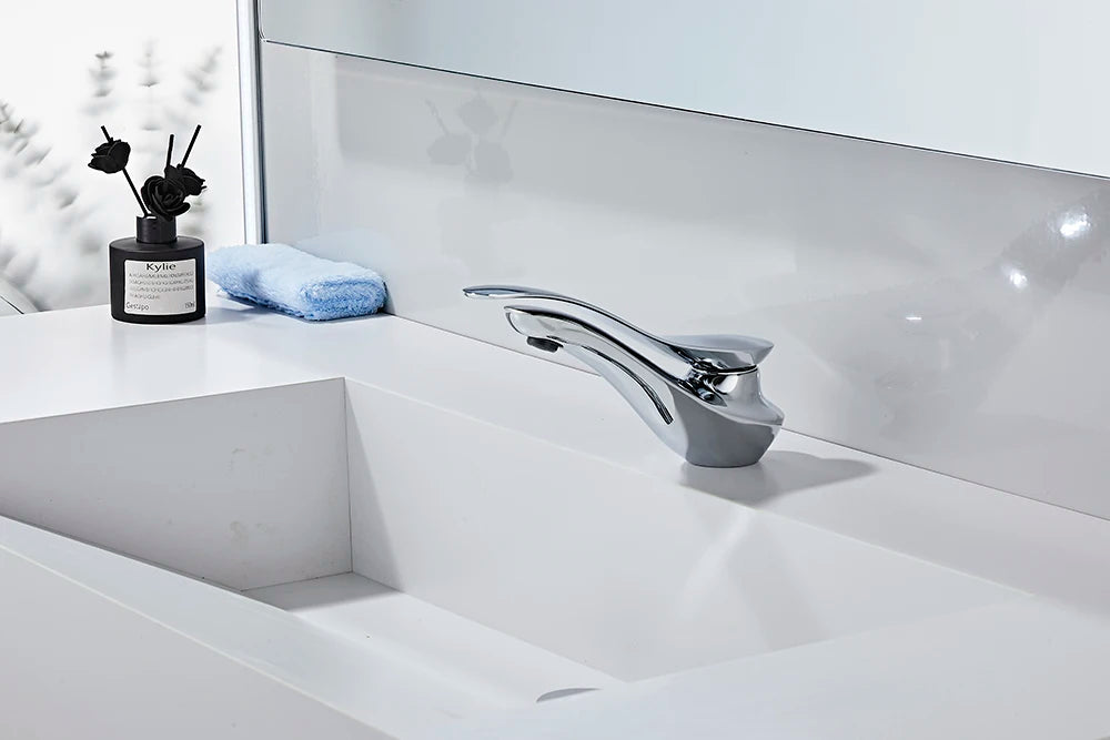Einhebel-Waschtischarmatur aus Messing für das Badezimmer-Waschbecken – Einlochmontage, Warm- und Kaltwasser, Keramikkartusche, Chrom