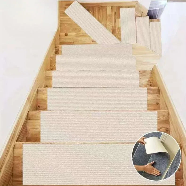 Rutschfeste Treppenstufenmatte als Teppichstreifen für Holzstufen im Haus – 20 × 80 cm, Polyester, PVC-Rückseite, waschbar, 6 Farben