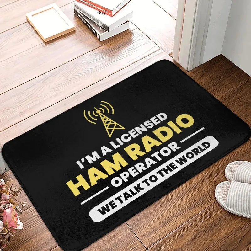 Fußmatte mit Retro-Motiv für Amateurfunker für Eingang, Küche und Bad – 30 × 50 bis 50 × 80 cm, Flanell, bedruckt, rutschfest, 10 Motive