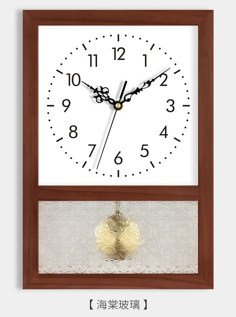 Pendel-Wanduhr aus Massivholz im japanischen Retro-Stil für Wohnzimmer und Arbeitszimmer – ca. 30 × 20 × 7 cm, lautloses Uhrwerk, 8 Ausführungen