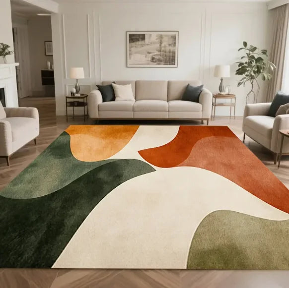 Moderner Teppich mit Linienmuster aus Flanell für Wohnzimmer, Schlafzimmer und Büro – 40 × 60 bis 120 × 160 cm, rechteckig, rutschfest, 5 Motive