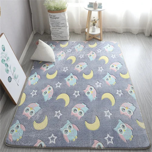 Im Dunkeln leuchtender Teppich mit 3D-Motiven für Kinderzimmer und Schlafzimmer – 40 × 60 bis 160 × 200 cm, Kurzflor, rutschfest, 12 Motive