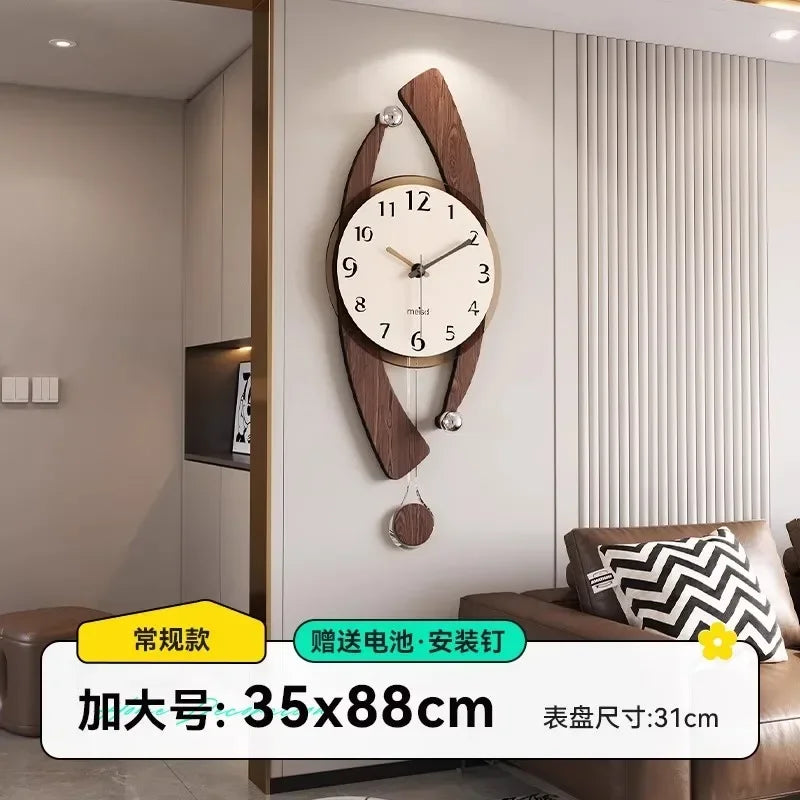 Pendel-Wanduhr aus Holz im Retro-Stil für Schlafzimmer und Wohnzimmer – 25 × 63 bis 35 × 88 cm, rundes Zifferblatt, geräuschlos, 3 Modelle