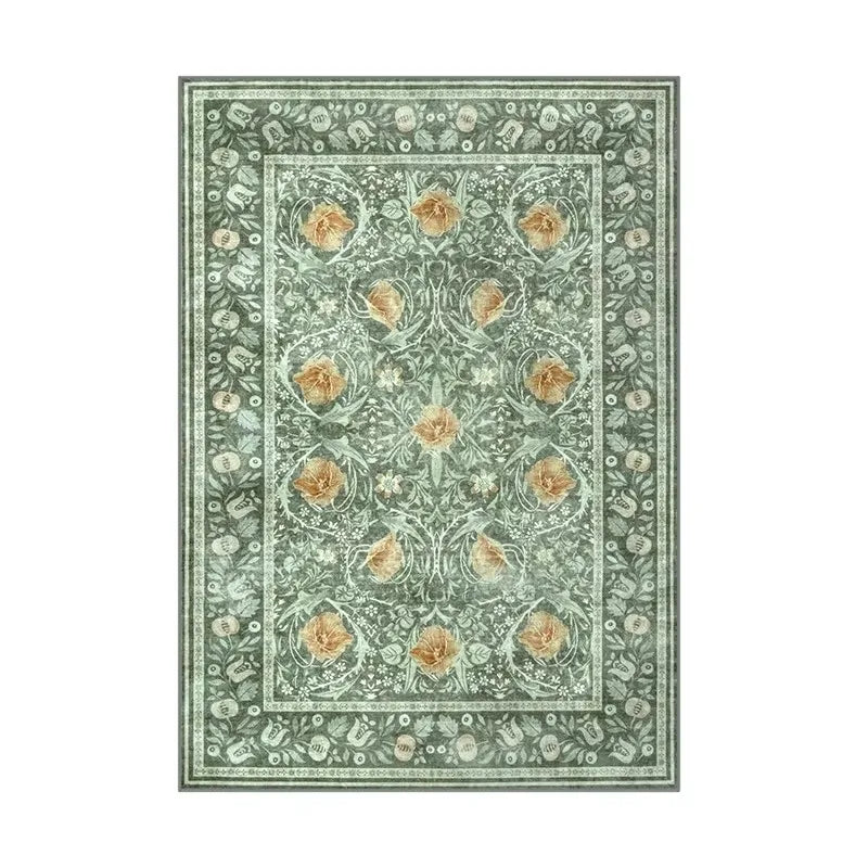 Teppich mit Frühlingsblumen im Landhausstil für Wohnzimmer und Schlafzimmer – 40 × 60 bis 180 × 240 cm, Flanell, rutschfest, waschbar, 4 Motive