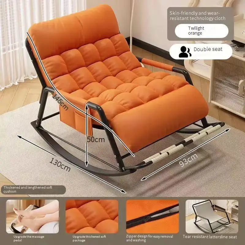 Schaukelstuhl aus Karbonstahl als Einzel- oder Doppelsitz für Wohnzimmer, Balkon und Garten – 130 × 93 × 50 cm, abnehmbare Auflage, 17 Ausführungen