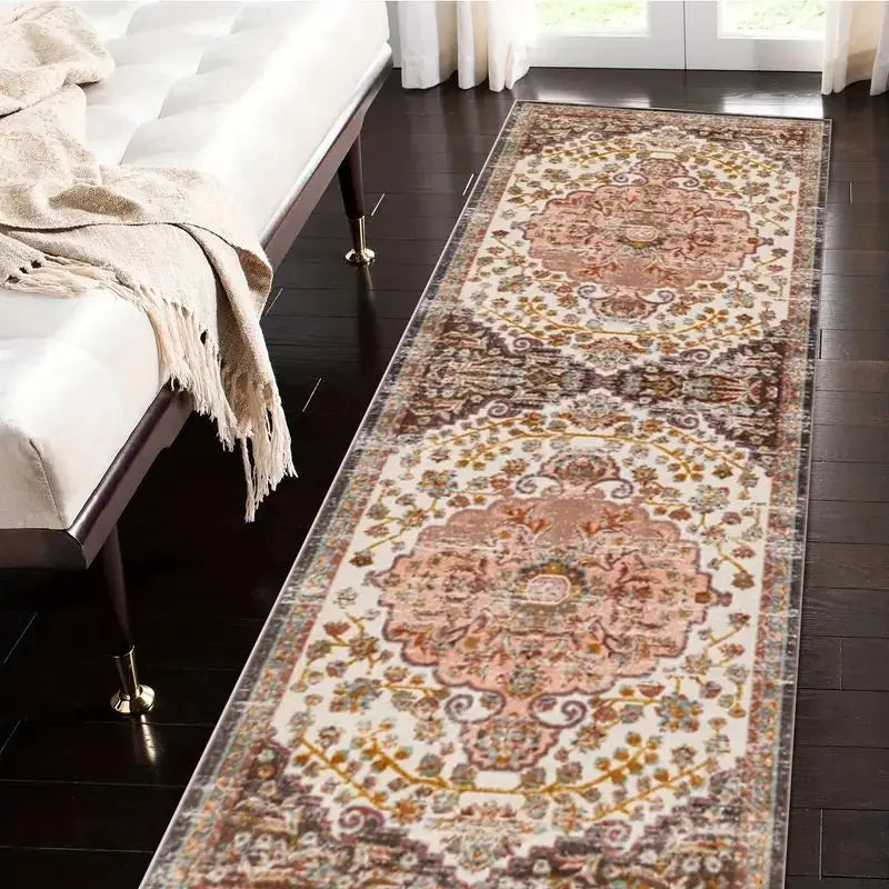 Waschbarer Flurläufer im Vintage-Stil für Flur, Küche und Wohnzimmer – 40 × 120 bis 60 × 300 cm, Kristallsamt, rutschfest, saugfähig, 11 Motive