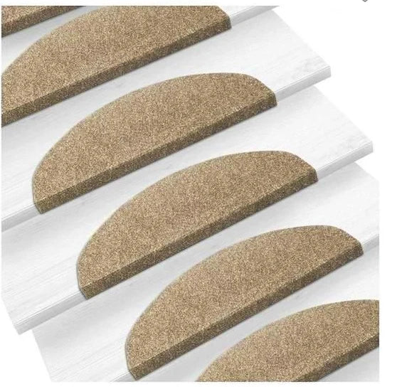 Selbstklebende Stufenmatten aus Polyester für Treppenstufen – 65 × 21 cm, halbrund, schalldämmend, pflegeleicht, 15er-Set, 3 Farben