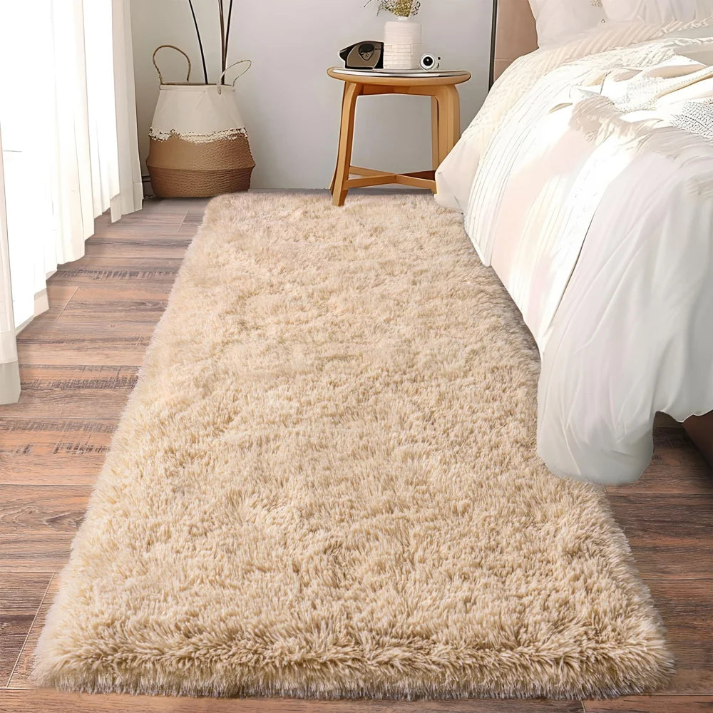 Ultraweicher Plüsch-Läufer für Schlafzimmer, Flur und Wohnheim – 40 × 60 bis 80 × 200 cm, flauschig, rutschfest, als Bettvorleger, 10 Farben