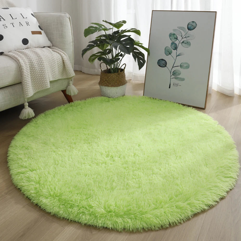 Runder Hochflor-Teppich mit 4 cm Flor für Wohnzimmer, Schlafzimmer und Kinderzimmer – Ø 40, 60 oder 80 cm, rutschfest, waschbar, 12 Farben