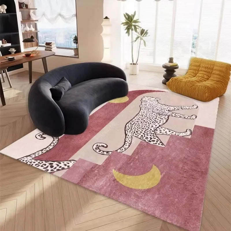 Plüschteppich mit Leopardenmuster im Light-Luxury-Stil für Wohnzimmer und Schlafzimmer – 40 × 60 bis 180 × 240 cm, Flanell, rutschfest, 15 Motive