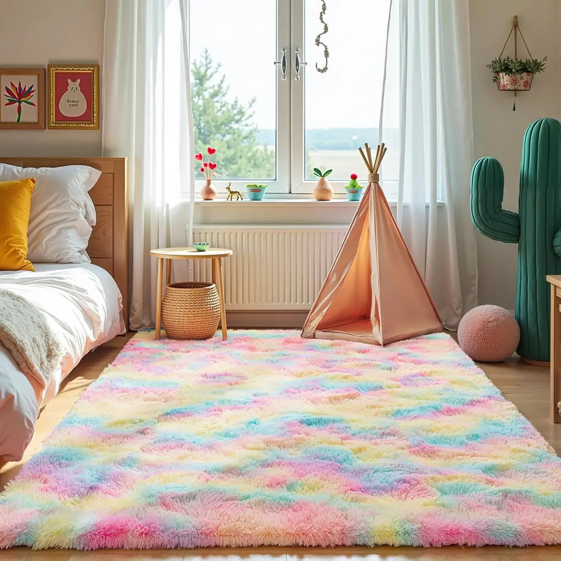 Flauschiger Teppich aus Seidenwolle für Schlafzimmer, Wohnzimmer und Studentenzimmer – 40 × 60 bis 160 × 230 cm, rechteckig, rutschfest, 10 Farben