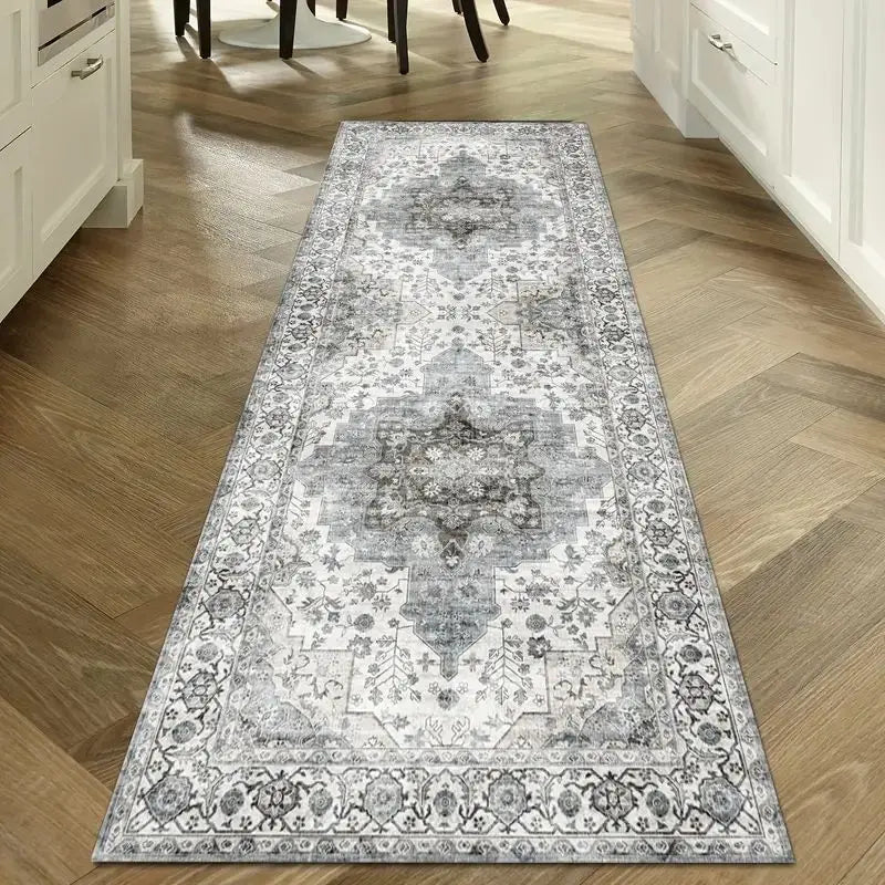 Waschbarer Flurläufer im Vintage-Stil für Flur, Küche und Wohnzimmer – 40 × 120 bis 60 × 300 cm, Kristallsamt, rutschfest, saugfähig, 11 Motive