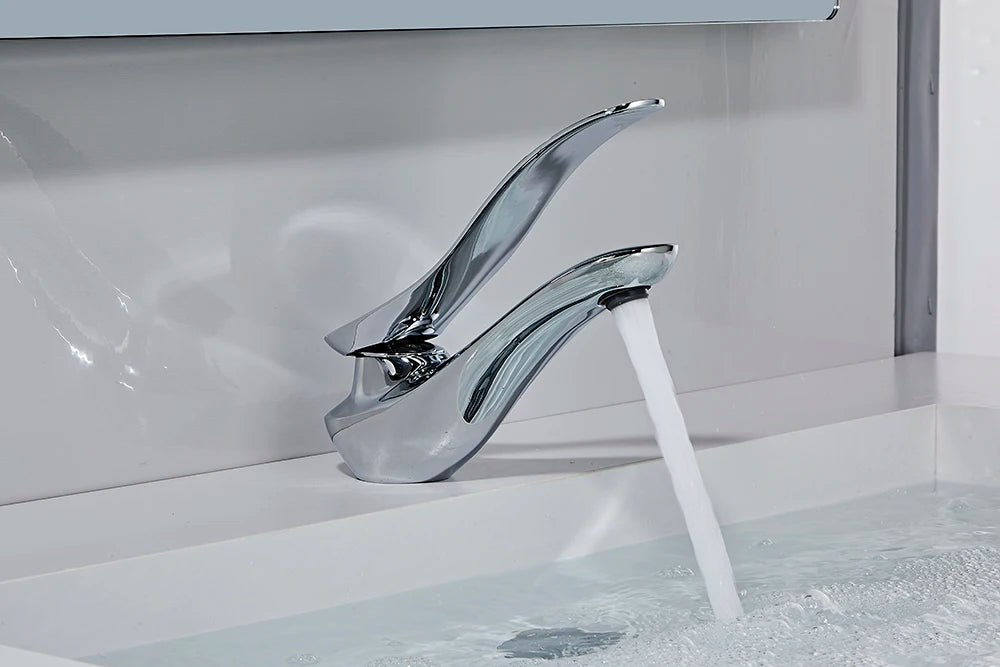 Einhebel-Waschtischarmatur aus Messing für das Badezimmer-Waschbecken – Einlochmontage, Warm- und Kaltwasser, Keramikkartusche, Chrom