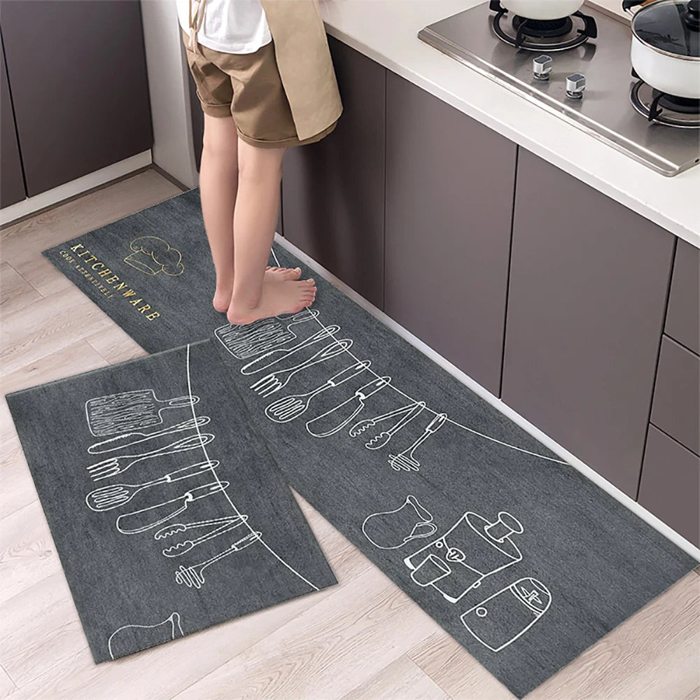 Waschbare Küchenbodenmatte aus Acryl als Läufer für Küche, Flur und Bad – 40 × 60 bis 50 × 160 cm, einzeln oder als Zweierset, rutschfest, 25 Motive