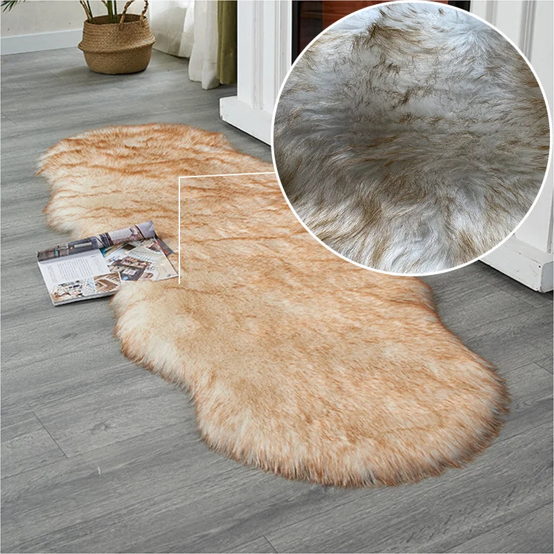 Weicher Teppich in Schaffell-Optik aus Kunstfell für Wohnzimmer, Schlafzimmer und Sessel – 50 × 80 bis 80 × 200 cm, unregelmäßige Form, 9 Farben