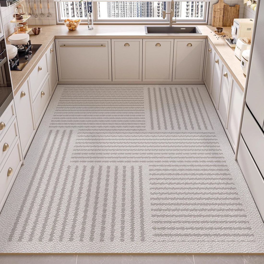 PVC-Küchenmatte in Lederoptik im minimalistischen Stil für Küche und Balkon – 50 × 80 bis 200 × 300 cm, wasserdicht, ölbeständig, 12 Motive
