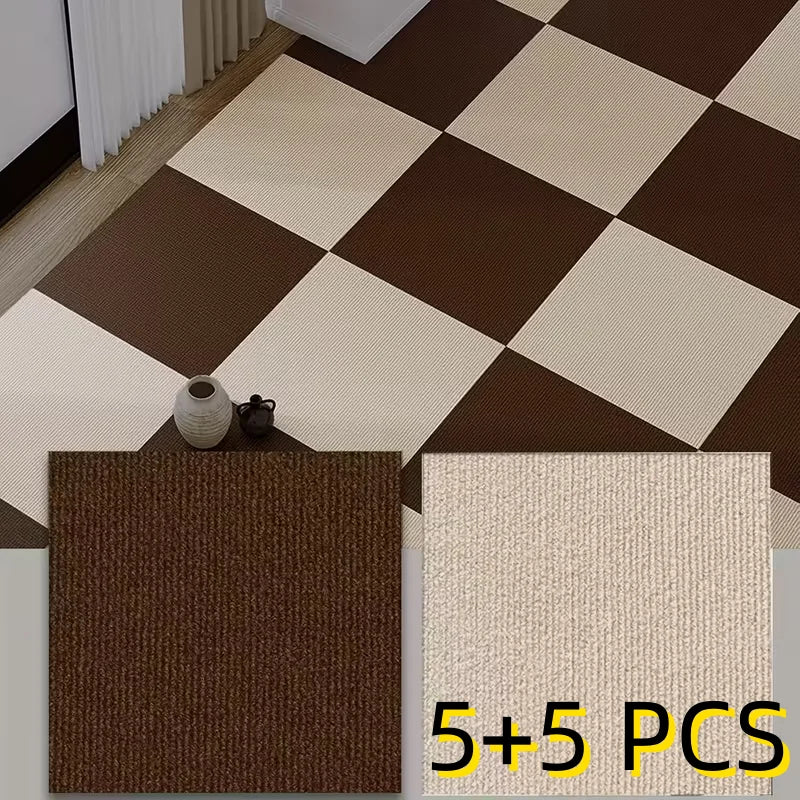 Selbstklebende Teppichfliesen zum Abziehen und Aufkleben für Schlafzimmer, Küche und Bad – 30 × 30 oder 40 × 40 cm, rutschfest, 10er-Pack, 14 Farben