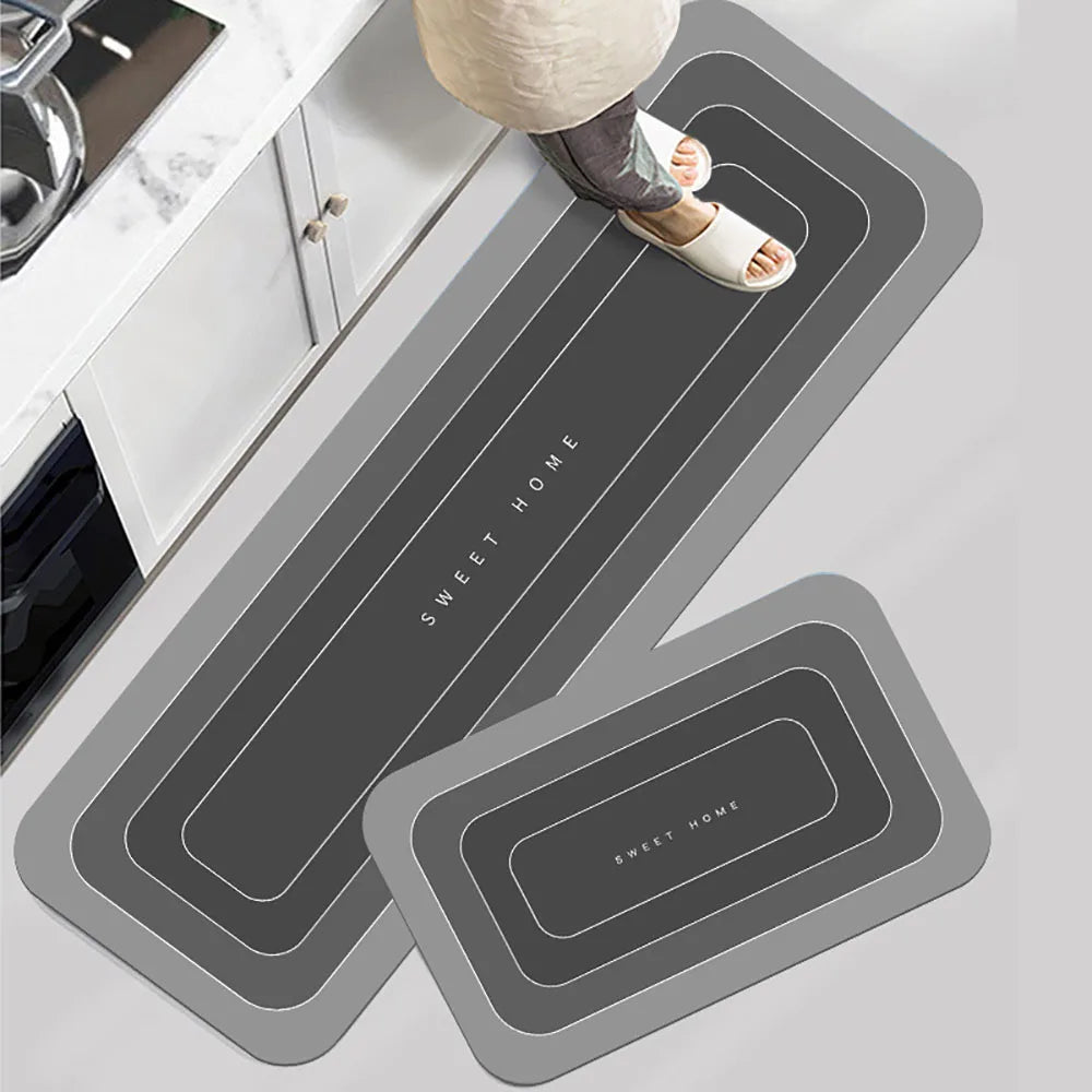 Einfarbige Küchenmatte aus Kristallsamt als Läufer für Küche, Bad und Flur – 40 × 60 bis 50 × 160 cm, saugfähig, rutschfest, 5 Ausführungen