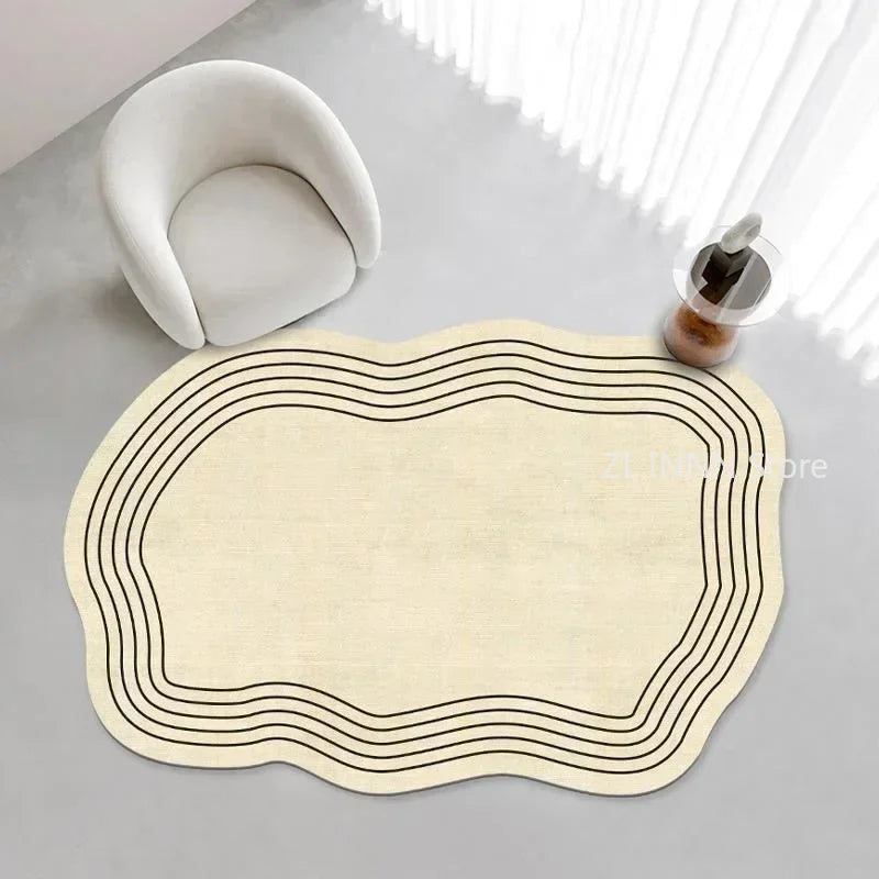 Unregelmäßig ovaler Kurzflorteppich im nordischen Stil für Wohnzimmer und Schlafzimmer – 60 × 90 bis 200 × 400 cm, rutschfest, waschbar, 14 Motive