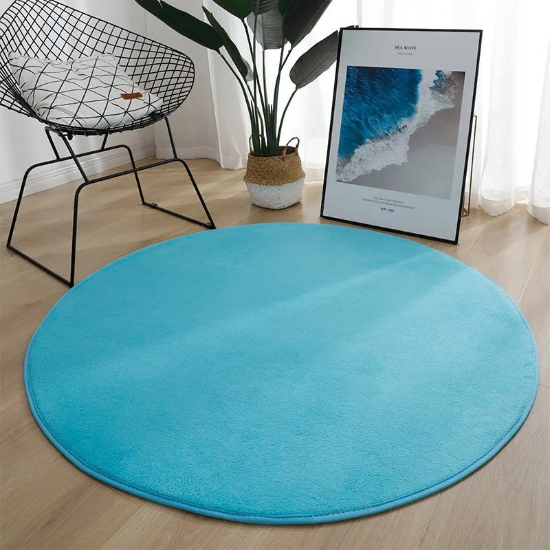 Runder, einfarbiger Flanell-Teppich in 10 Farben für Schlafzimmer und Kinderzimmer – Ø 40 bis 120 cm, weich, rutschfest, waschbar