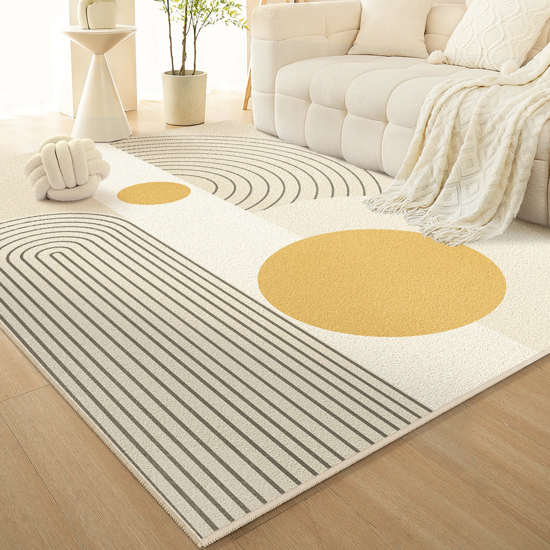 Teppich im französischen Creme-Stil für Wohnzimmer und Schlafzimmer – 80 × 160 bis 160 × 230 cm, Flanell mit Schaumkern, rutschfest, 6 Motive
