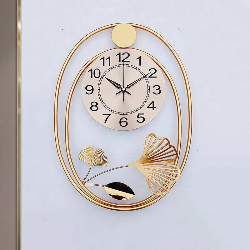 Wanduhr aus Metall im nordischen Stil als Wanddekoration für Schlafzimmer und Wohnzimmer – 46 × 34 oder 55 × 43 cm, geräuschloses Quarzwerk