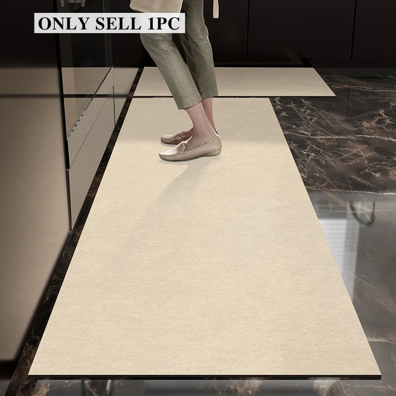Einfarbige Küchenmatte aus PVC in Lederoptik für Küche und Esszimmer – 50 × 80 bis 200 × 300 cm, wasserdicht, ölbeständig, rutschfest, 6 Farben