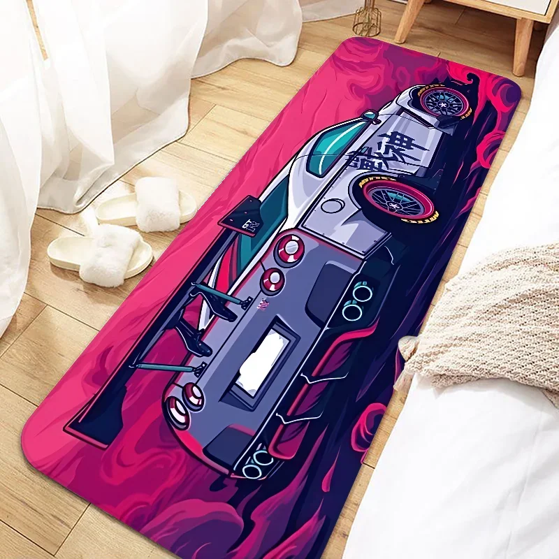 Teppich mit Rennsport-Motiv für Schlafzimmer, Flur und Eingang – 40 × 60 bis 80 × 180 cm, Flanell, weich, rutschfest, geräuschdämpfend, 16 Motive