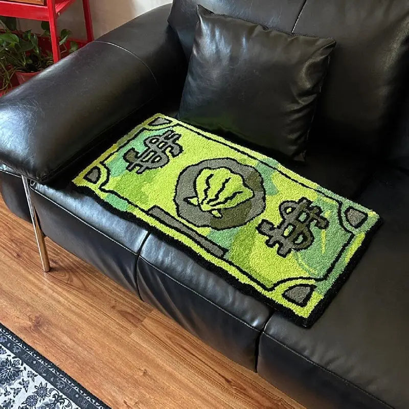 Bedruckter Teppich mit Cartoon-Geldschein-Motiv für Eingang und Schlafzimmer – 40 × 60 bis 60 × 90 cm, wasserabweisend, antistatisch, 4 Motive