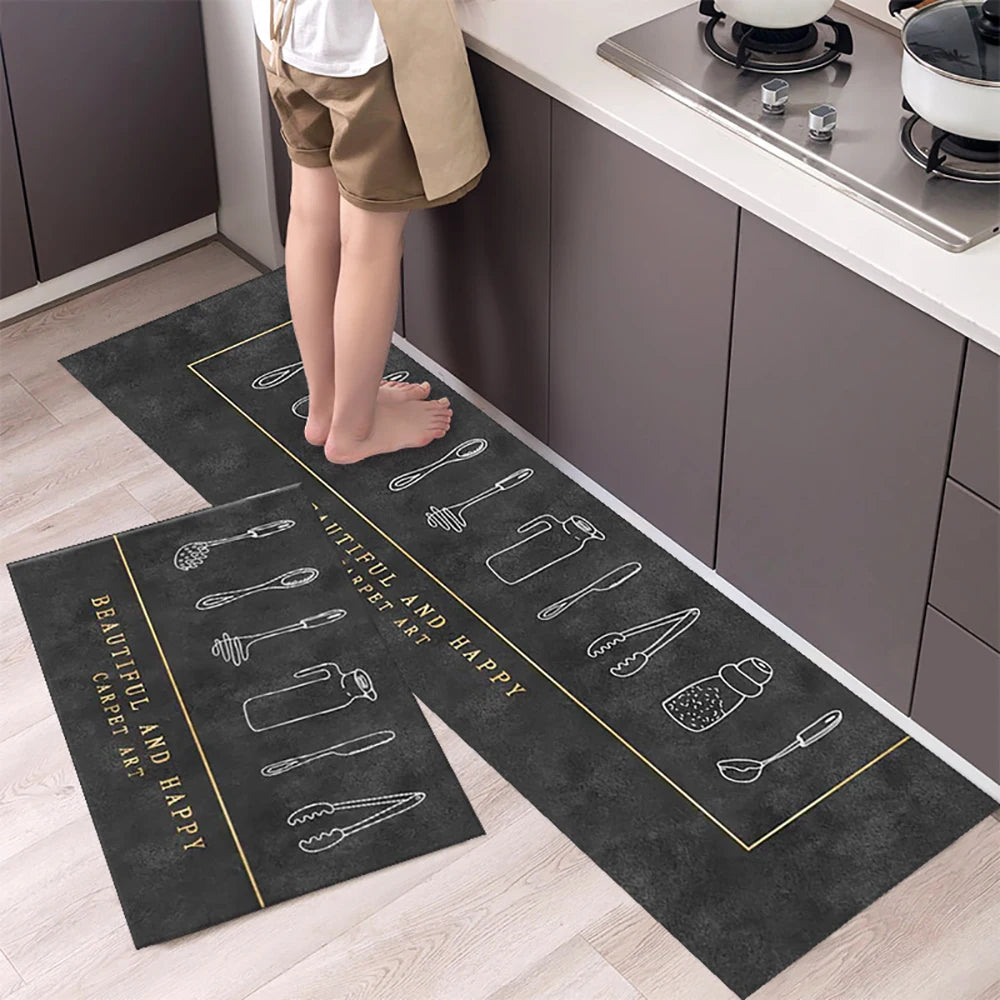 Küchenläufer aus Kristallsamt mit Druckmotiv für Küche, Wohnzimmer und Schlafzimmer – 40 × 60 bis 50 × 160 cm, einzeln oder im Set, 25 Motive