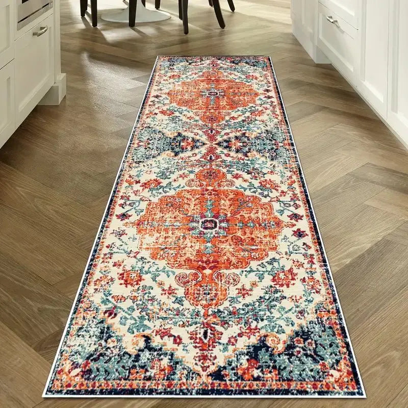 Waschbarer Flurläufer im Vintage-Stil für Flur, Küche und Wohnzimmer – 40 × 120 bis 60 × 300 cm, Kristallsamt, rutschfest, saugfähig, 11 Motive