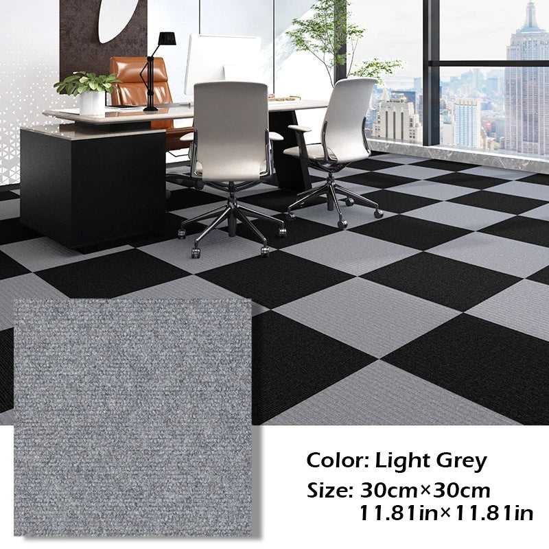 Selbstklebende Teppichfliesen aus Polyester für Schlafzimmer, Wohnzimmer und Büro – 30 × 30 cm, rutschfest, fleckenbeständig, 5 bis 30 Stück, 6 Farben