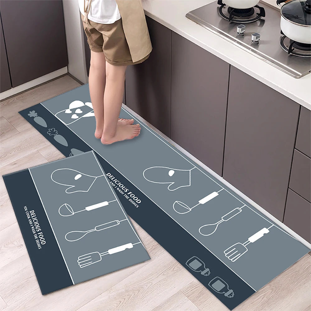Waschbare Küchenbodenmatte aus Acryl als Läufer für Küche, Flur und Bad – 40 × 60 bis 50 × 160 cm, einzeln oder als Zweierset, rutschfest, 25 Motive