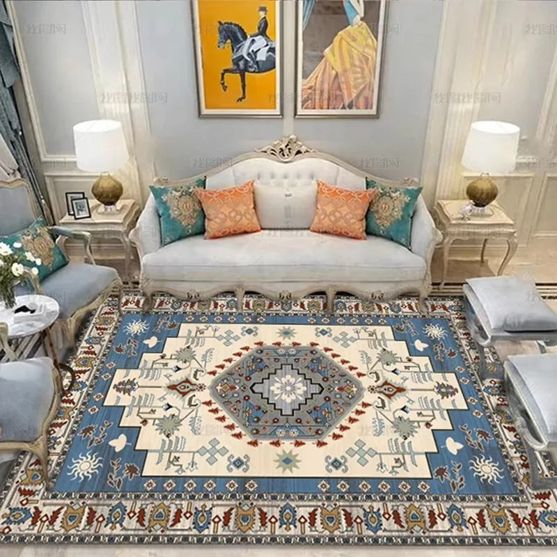Teppich aus Kristallsamt im marokkanischen Boho-Stil für Wohnzimmer und Schlafzimmer – 40 × 60 bis 160 × 230 cm, bedruckt, schmutzabweisend, 25 Motive
