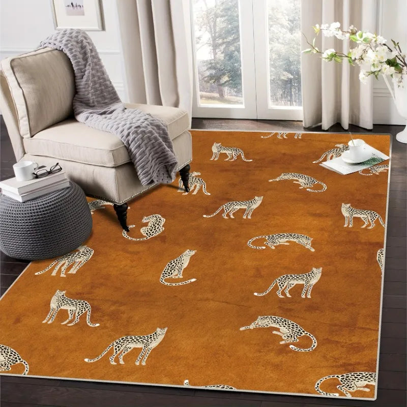 Plüschteppich mit Leopardenmuster im Light-Luxury-Stil für Wohnzimmer und Schlafzimmer – 40 × 60 bis 180 × 240 cm, Flanell, rutschfest, 15 Motive
